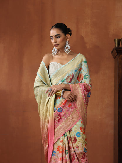 Handloom Banarasi Georgette Bandhani Saree