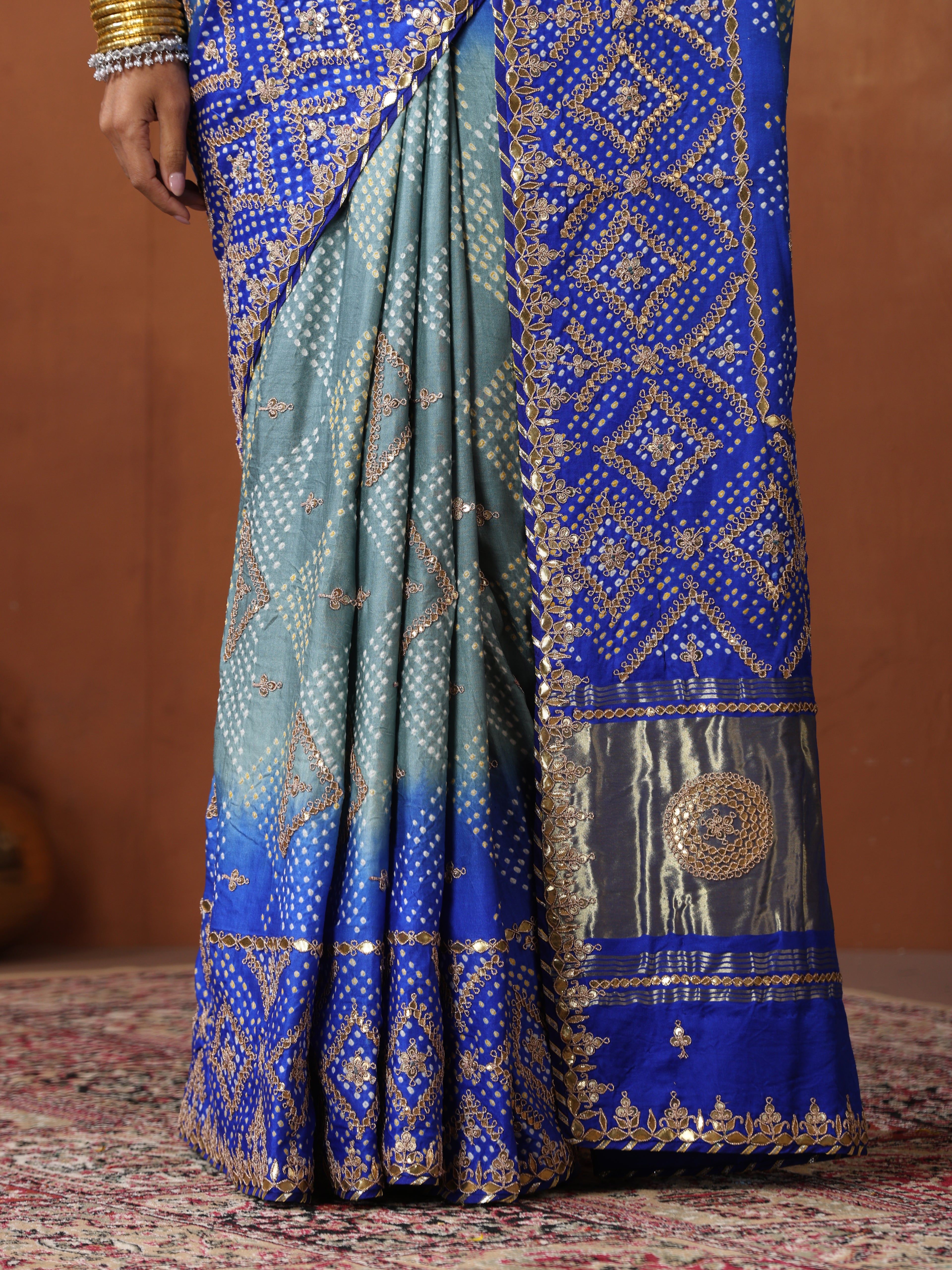 Gajji Silk Bandhani Gotta Patti Saree