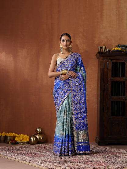 Gajji Silk Bandhani Gotta Patti Saree