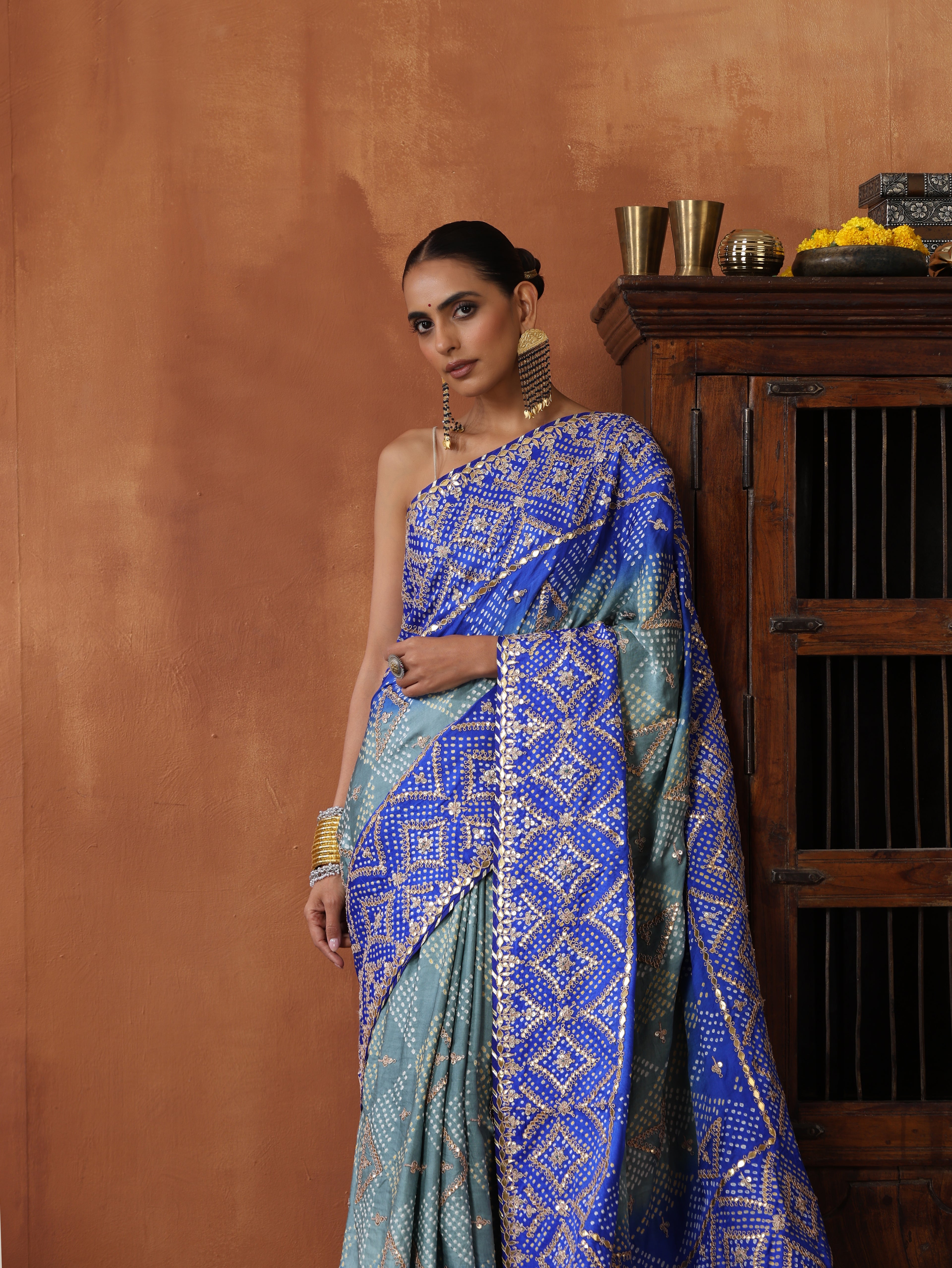 Gajji Silk Bandhani Gotta Patti Saree