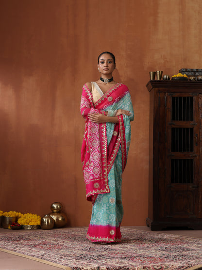 Bandhani Georgette Gotta Patti Saree