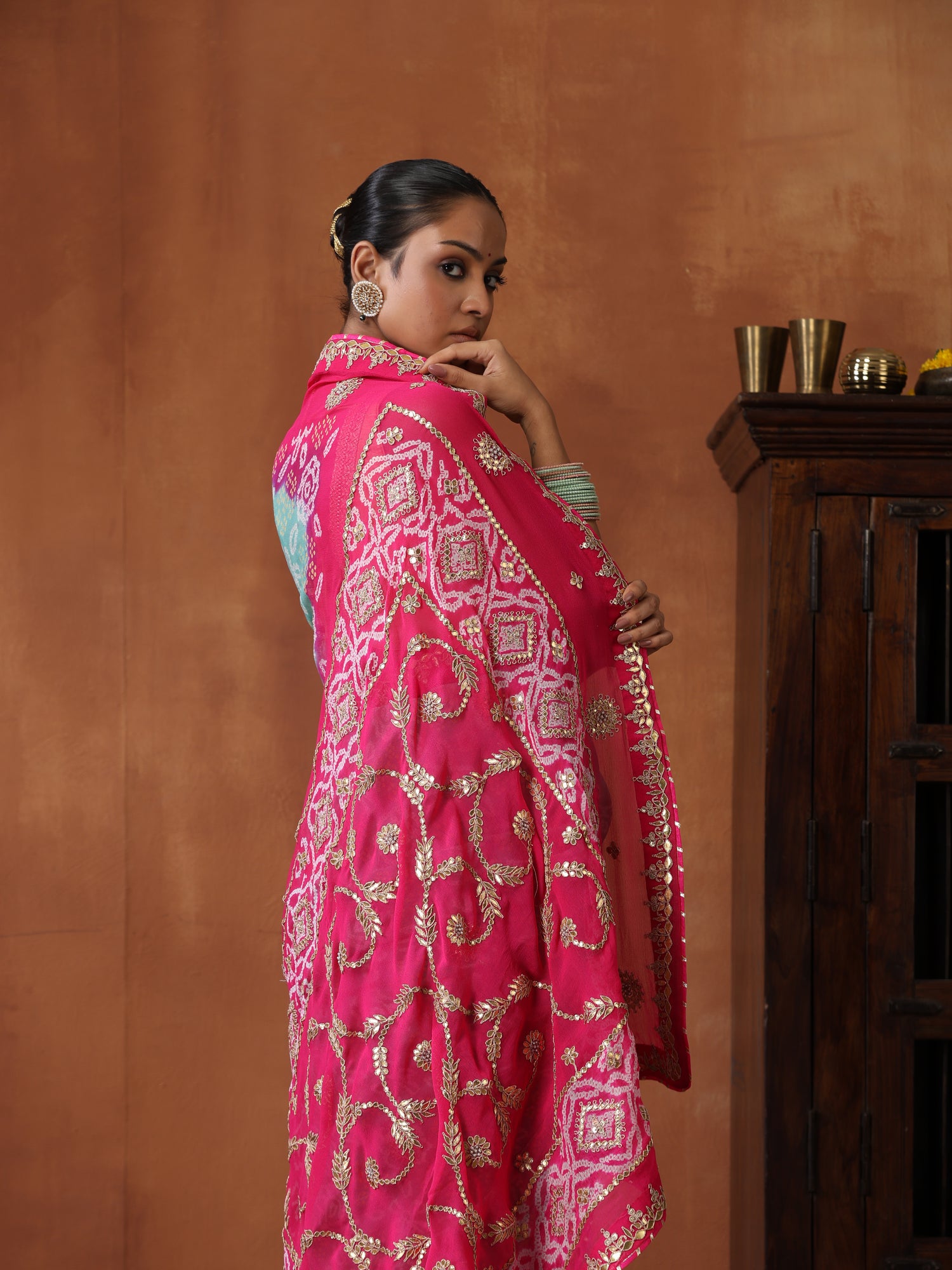 Bandhani Georgette Gotta Patti Saree