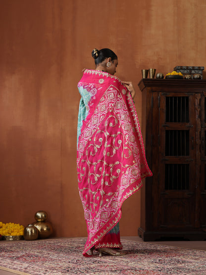 Bandhani Georgette Gotta Patti Saree