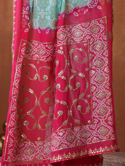 Bandhani Georgette Gotta Patti Saree