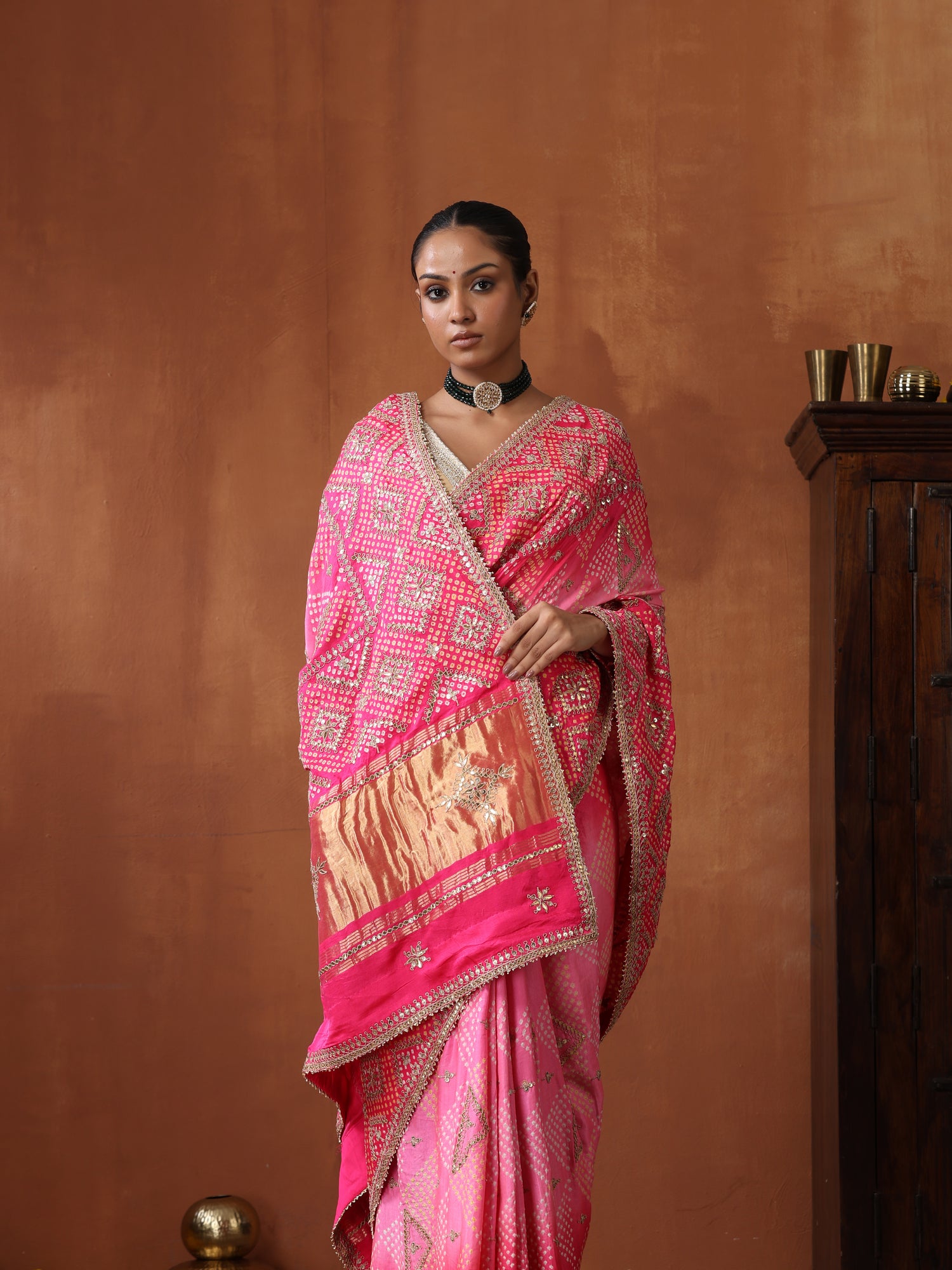 Gajji Silk Bandhani Gotta Patti Saree