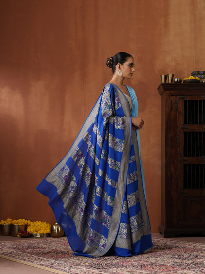 Handwoven Banarasi Georgette Dupatta with Floral Meenakari