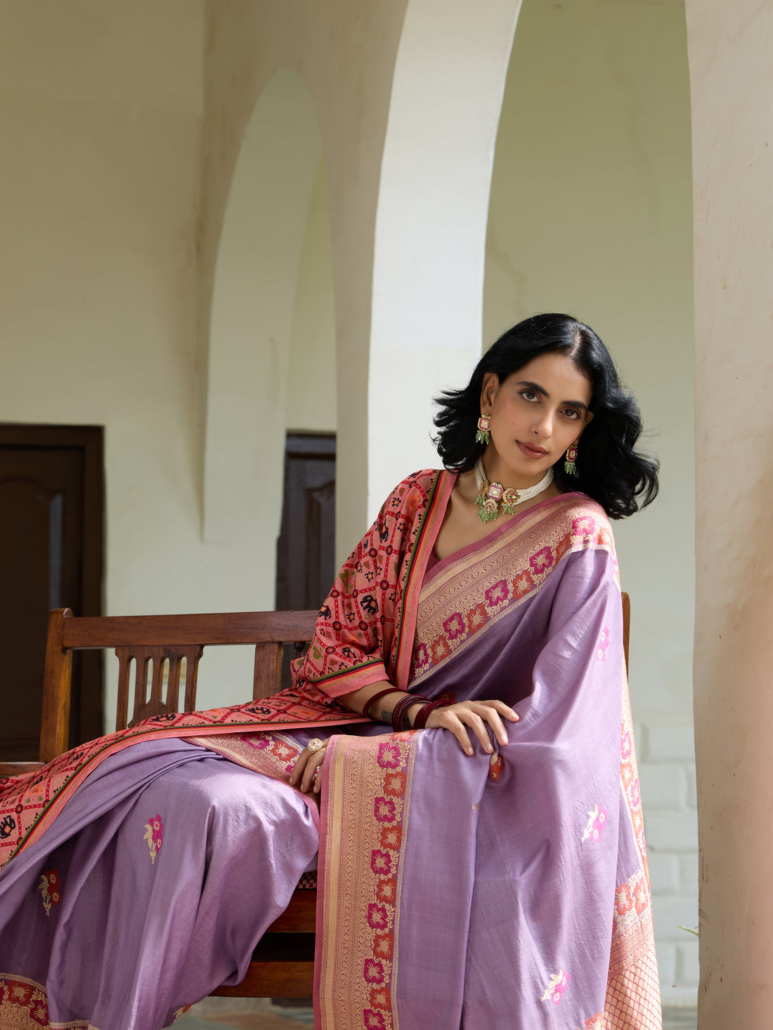 Handwoven Banarasi Gajji Silk Alfi Booti Saree in Purple
