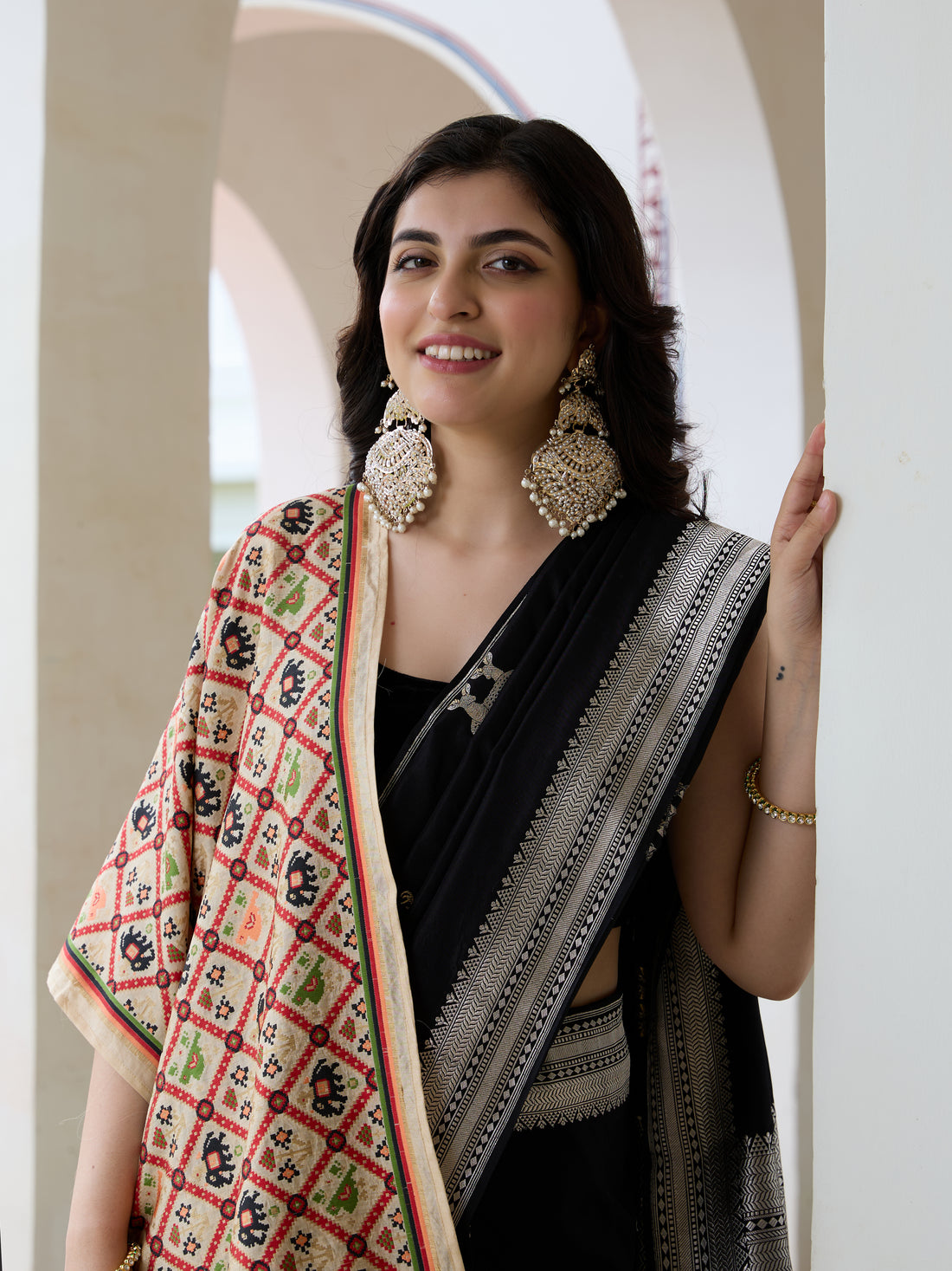 Handwoven Banarasi Katan Silk Zarmrig Kadwa Saree in Black