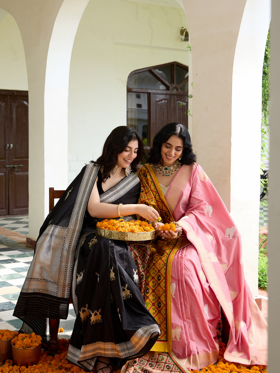 Handwoven Banarasi Katan Silk Zarmrig Kadwa Saree in Black