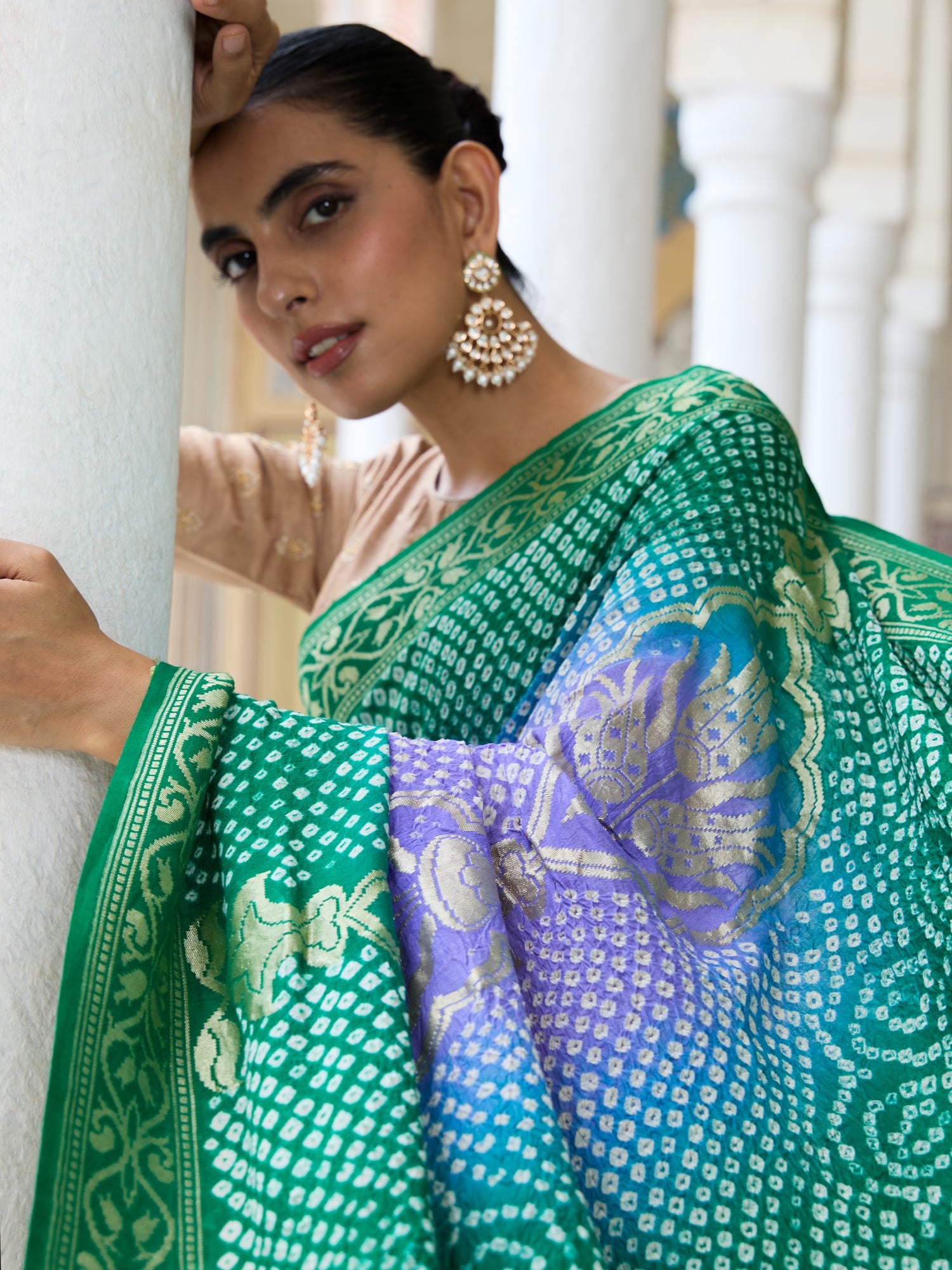Noor | Handloom Banarasi Bandhani Moonga Silk Zari Saree