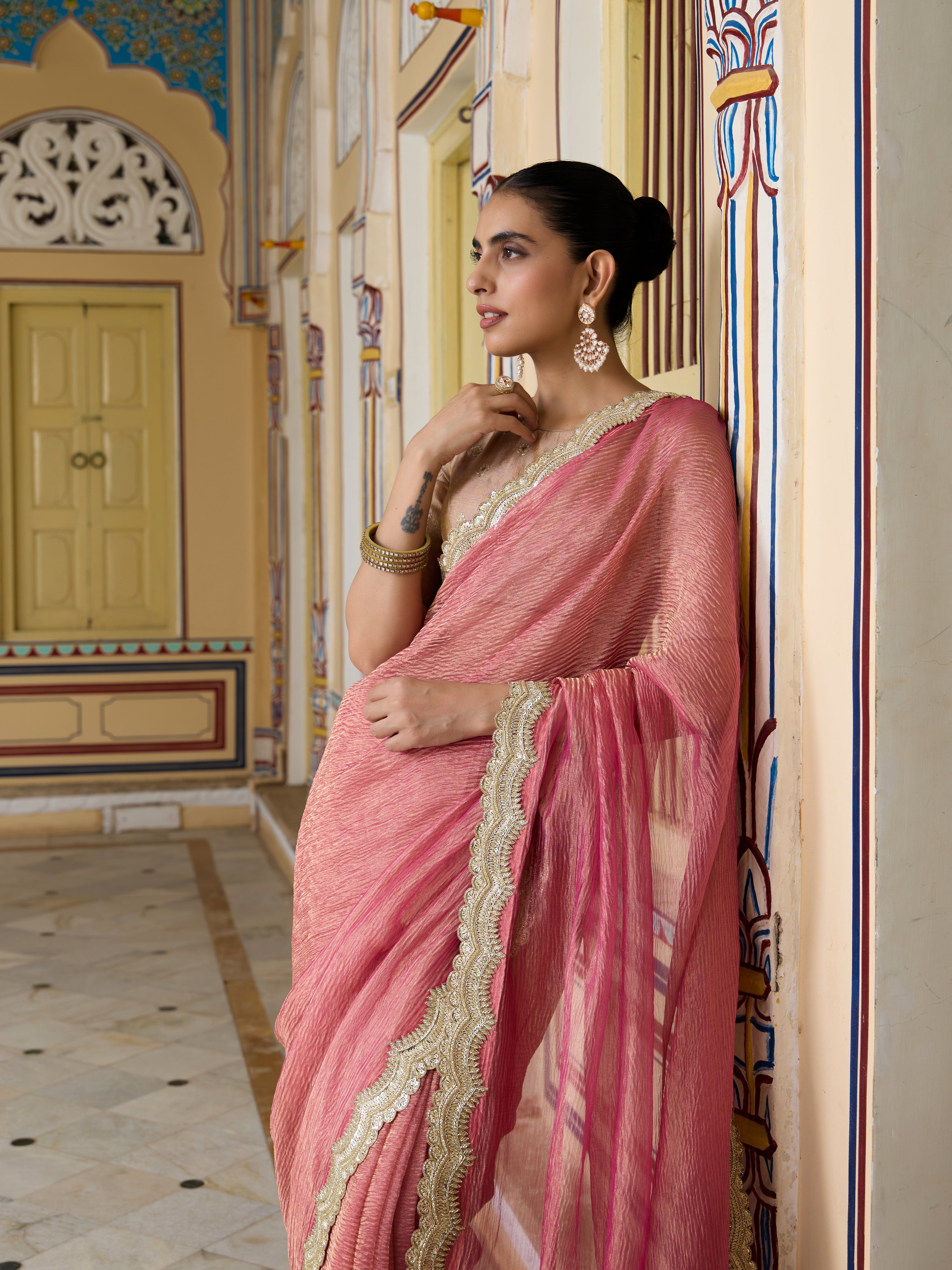 Banarasi Crush Tissue Silk Saree with Border