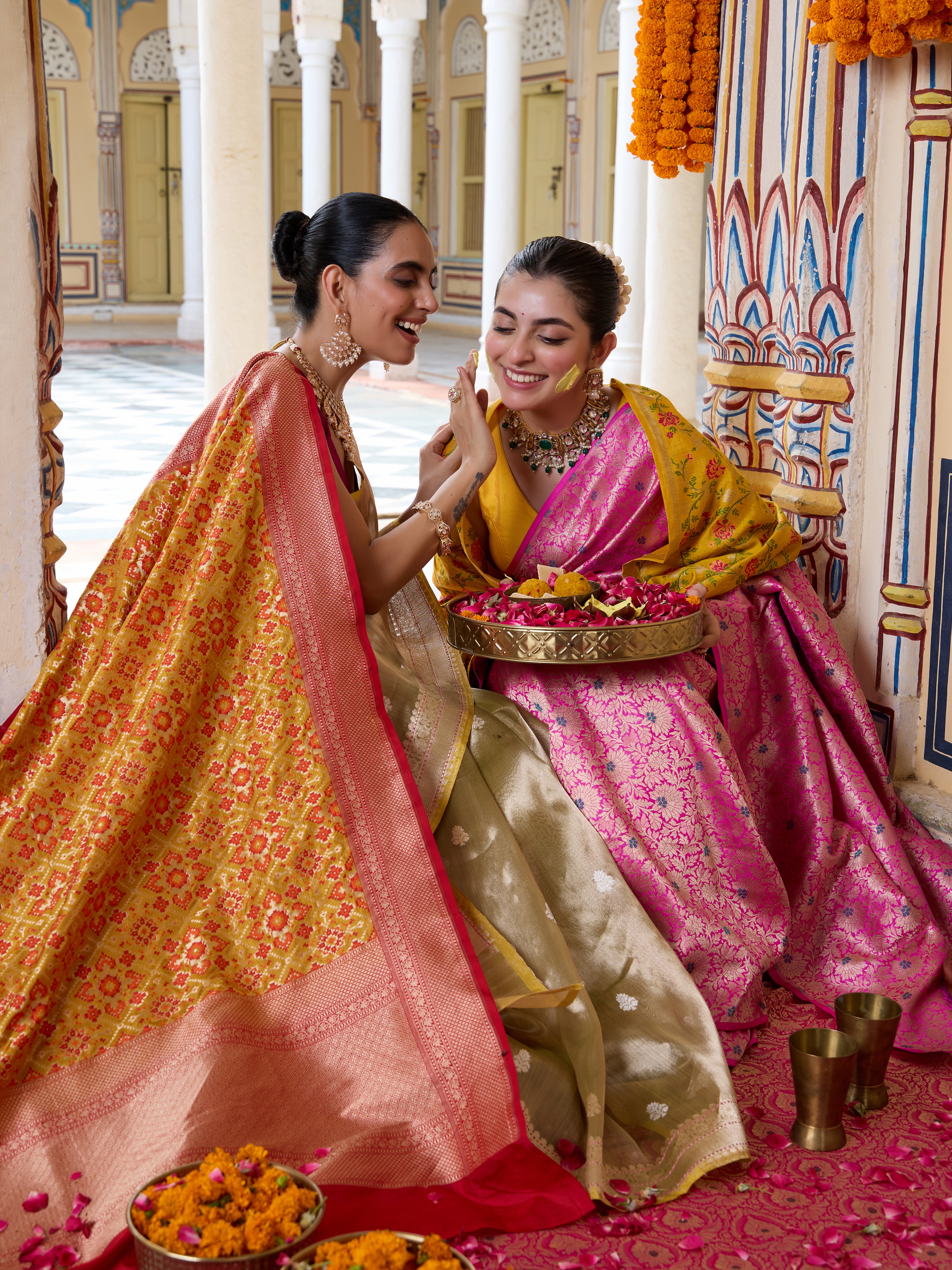 Handwoven Banarasi Katan Silk Patola Dupatta in Yellow