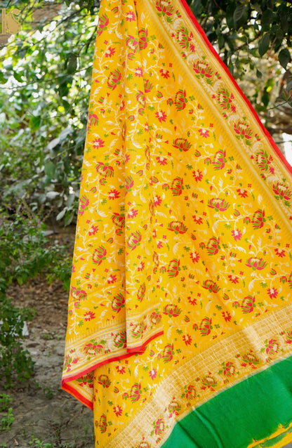 Banarasi Moonga Silk Dupatta with Meenakari