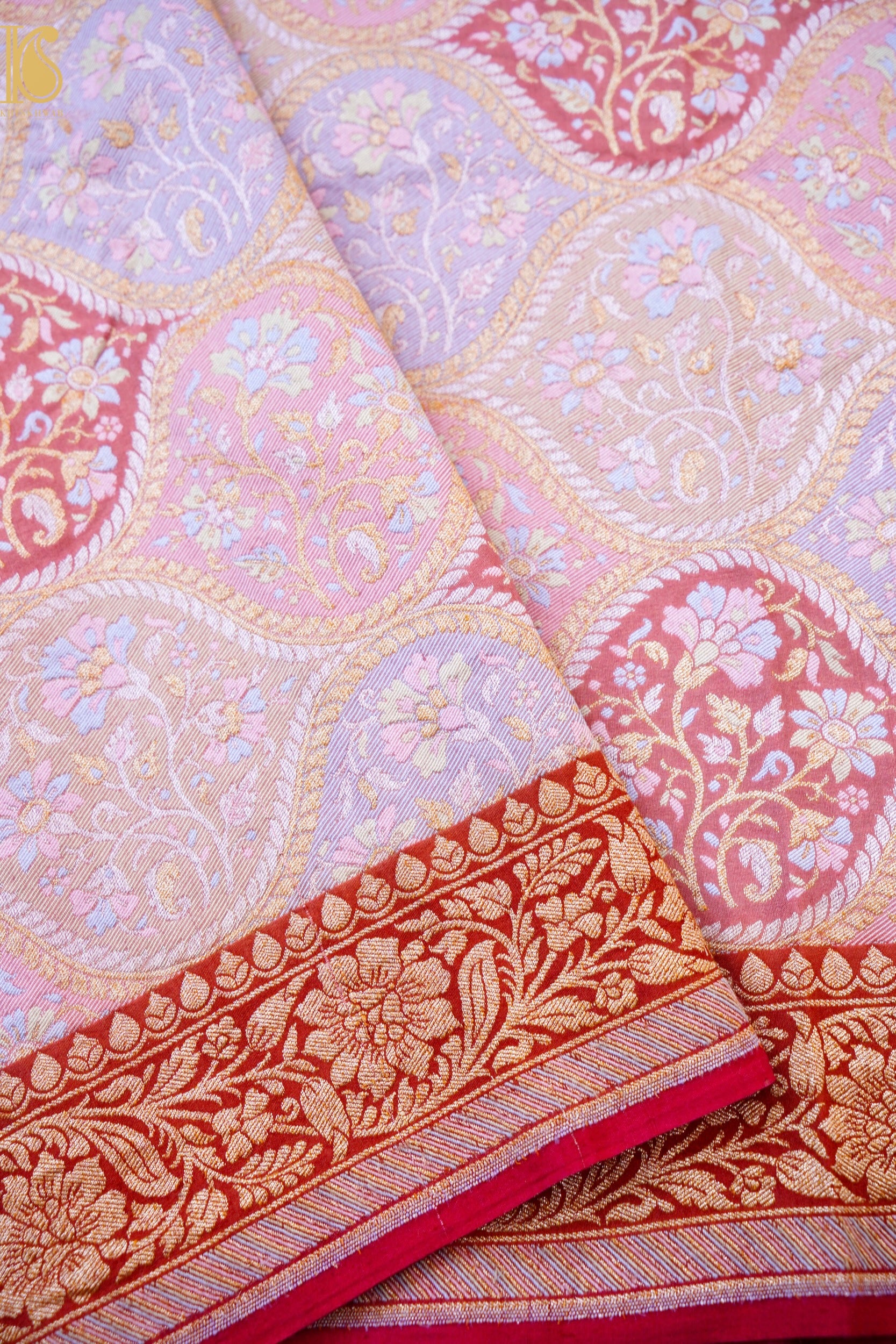 Moonga Silk Meenakari Honeycomb Banarasi Dupatta