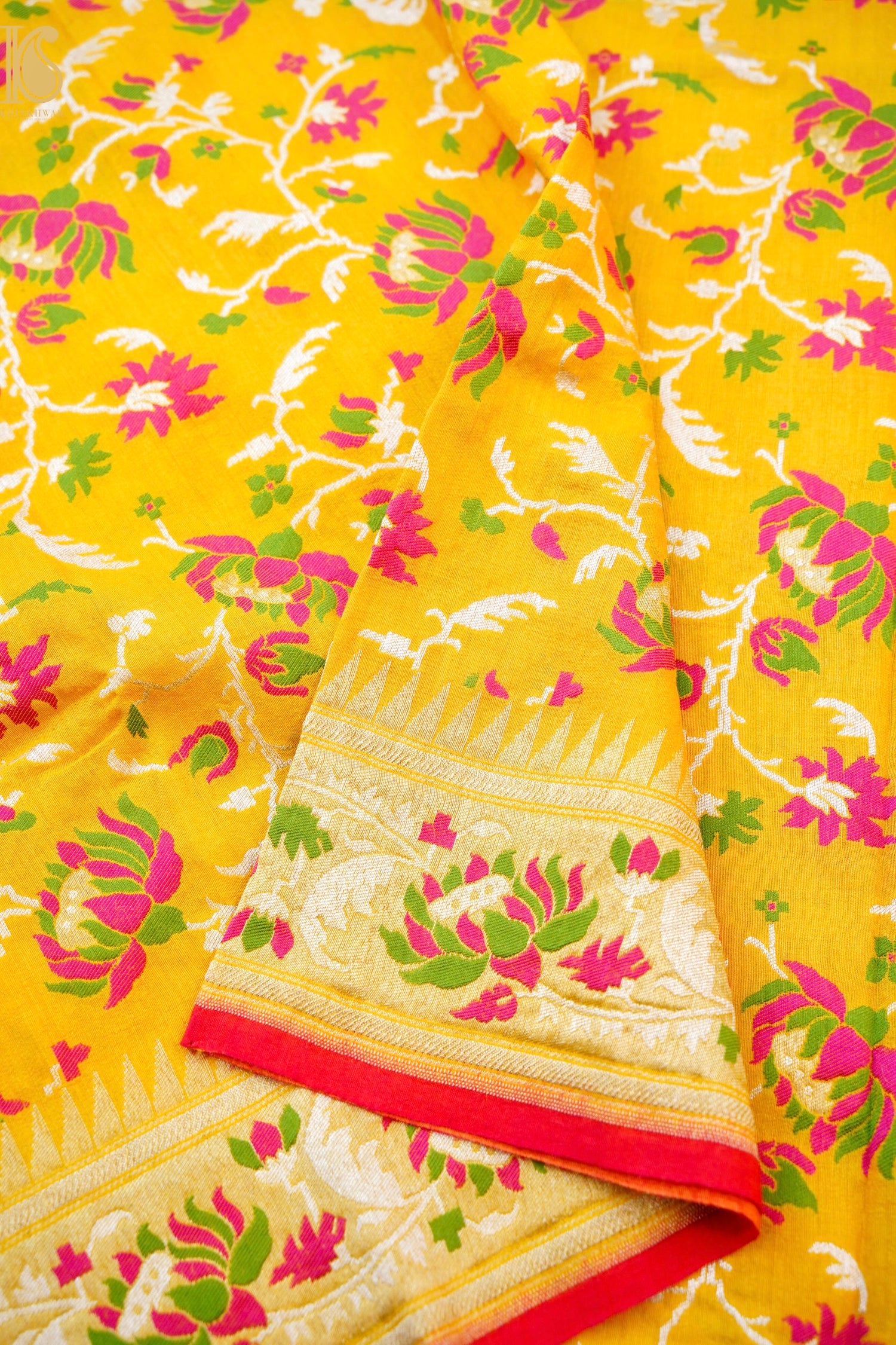 Banarasi Moonga Silk Dupatta with Meenakari