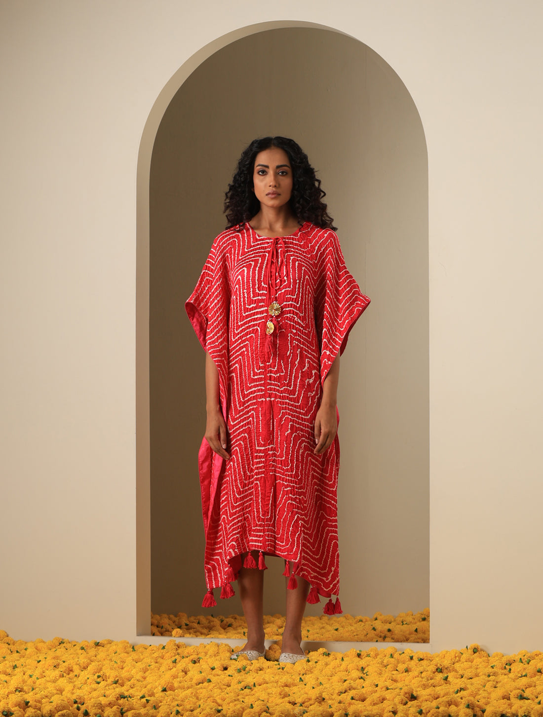 Pure Gajji Silk Bandhani Stitched Kaftan