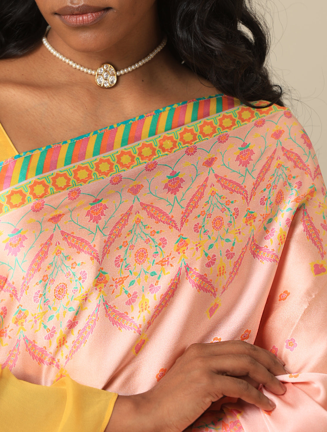 Sateen Silk Turkish Print Nergis Saree