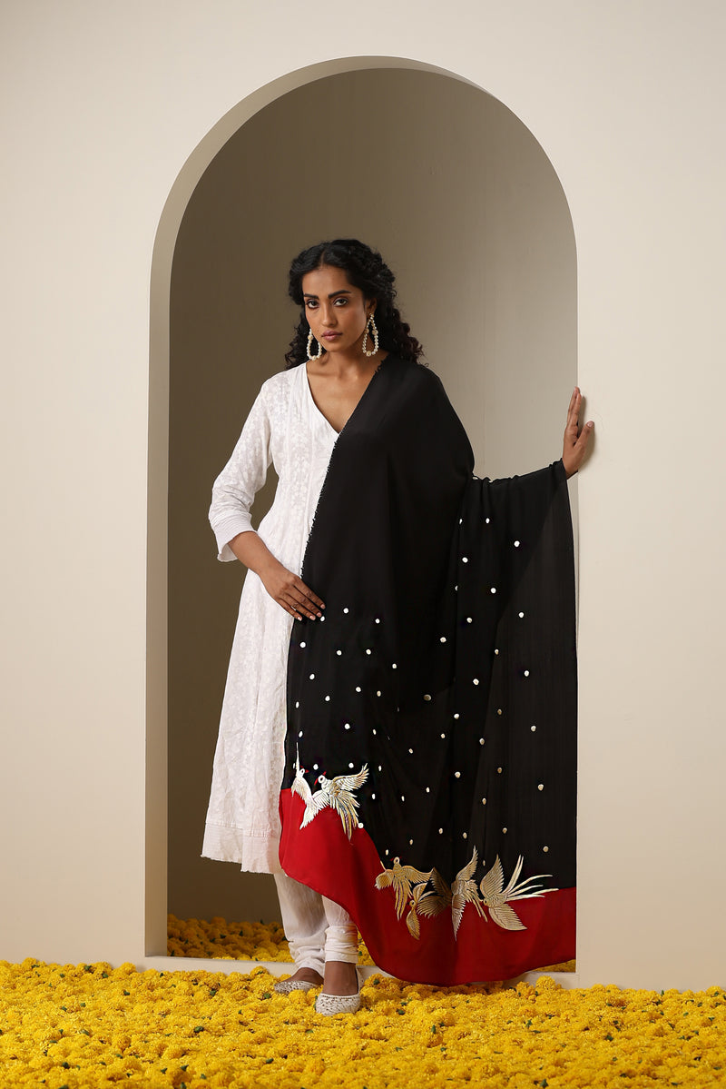 Handcrafted Parsi Gara Pure Crepe Kurta Fabric