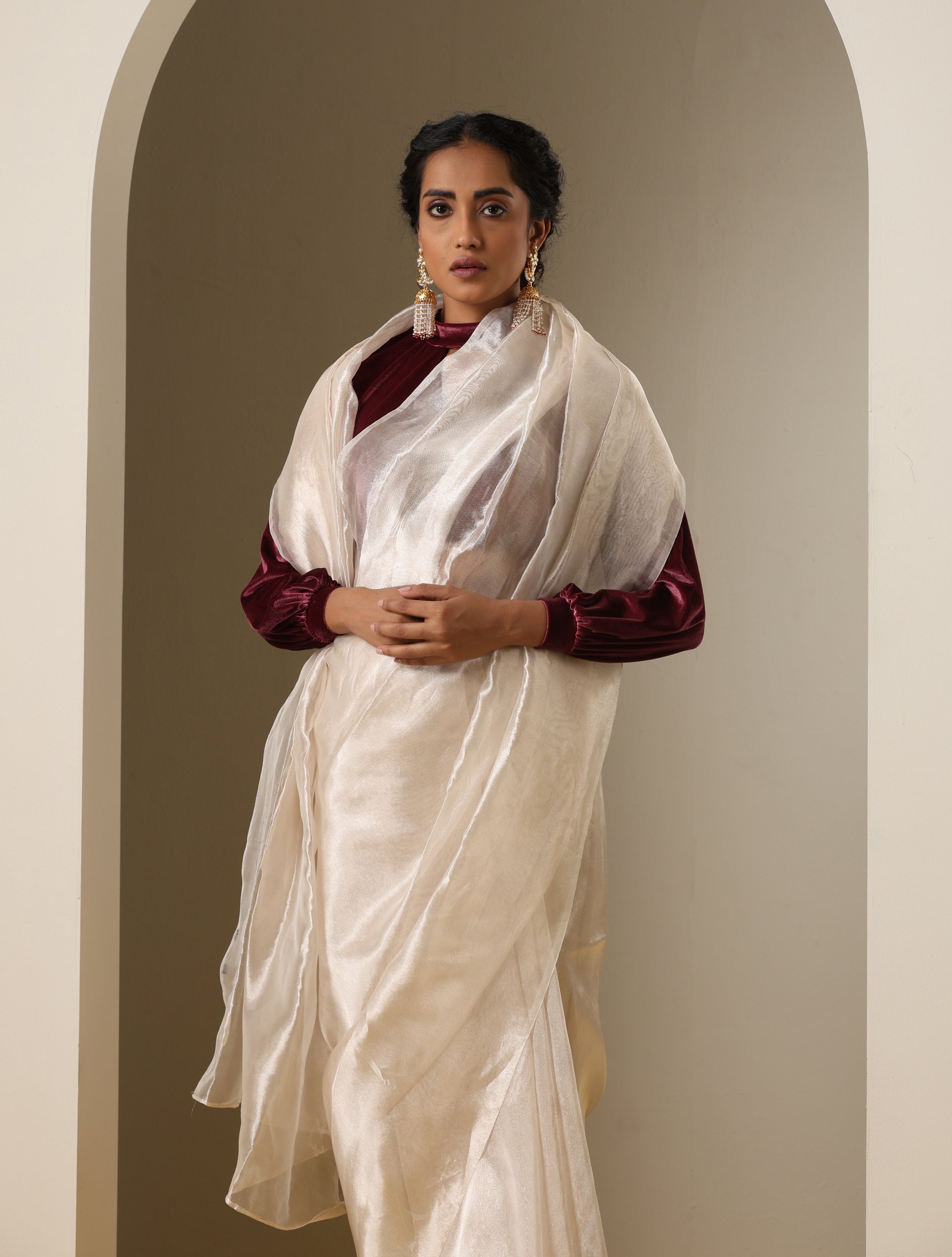 Buy Grey Pure Plain Cotton Linen Saree-UNM72854 Online at  Unnatisilks.com|UNM72854