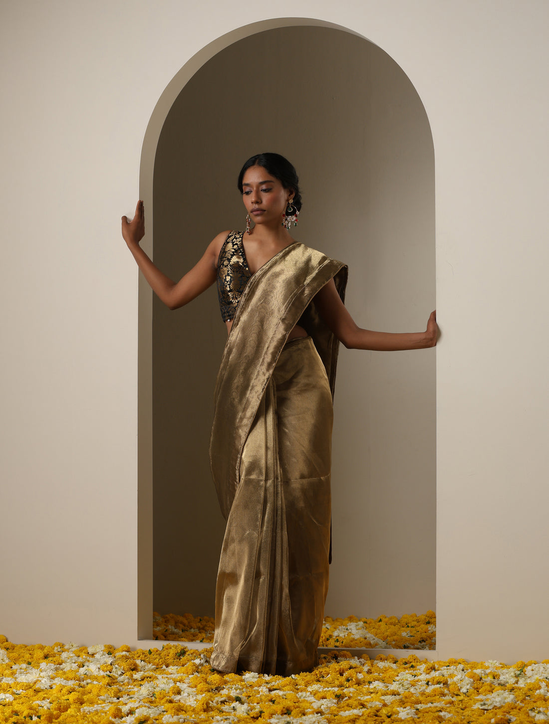 Pure Plain Tissue Silk Handwoven Banarasi Saree