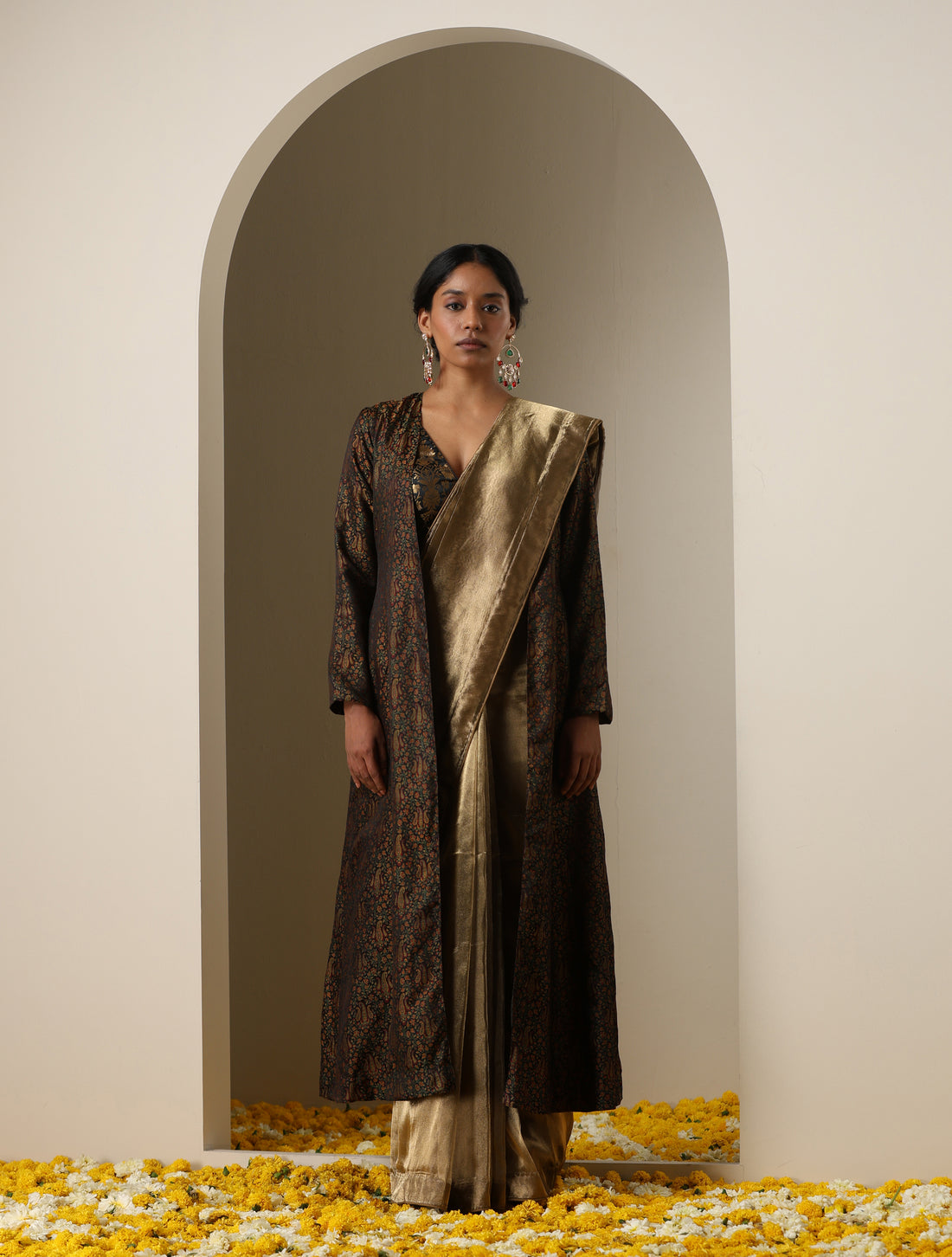 Black Pure Banarasi Silk Handwoven Tanchui Stitched Jacket