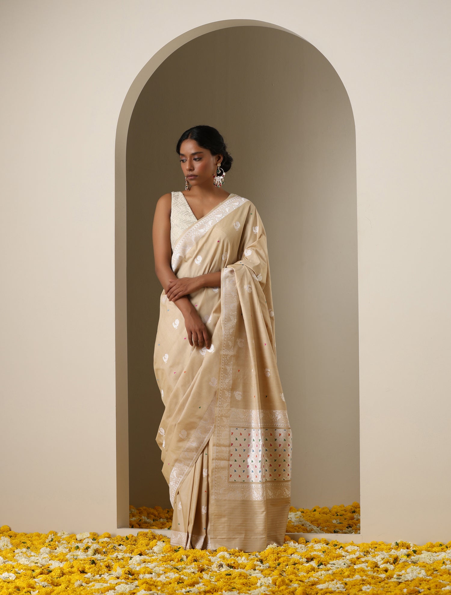 Handloom Banarasi Pure Moonga Silk Peacock Saree