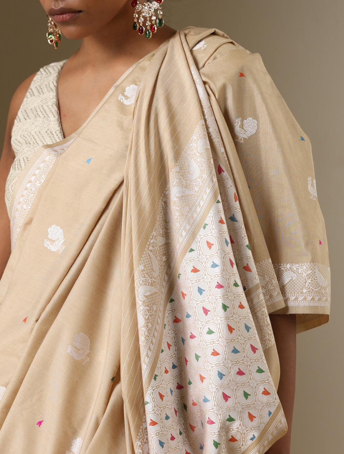 Handloom Banarasi Pure Moonga Silk Peacock Saree