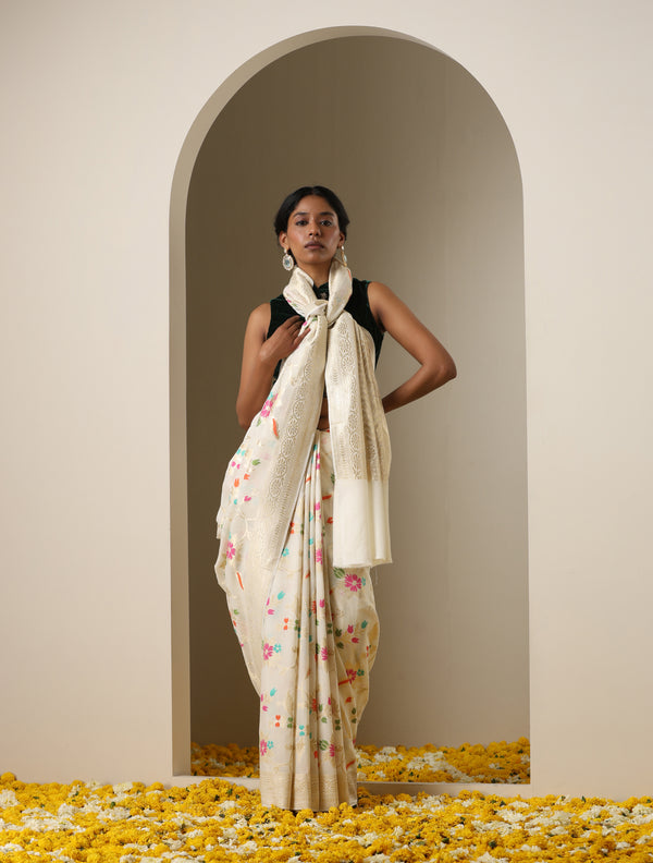 Pure Moonga Silk Handloom Banarasi Meenakari Saree