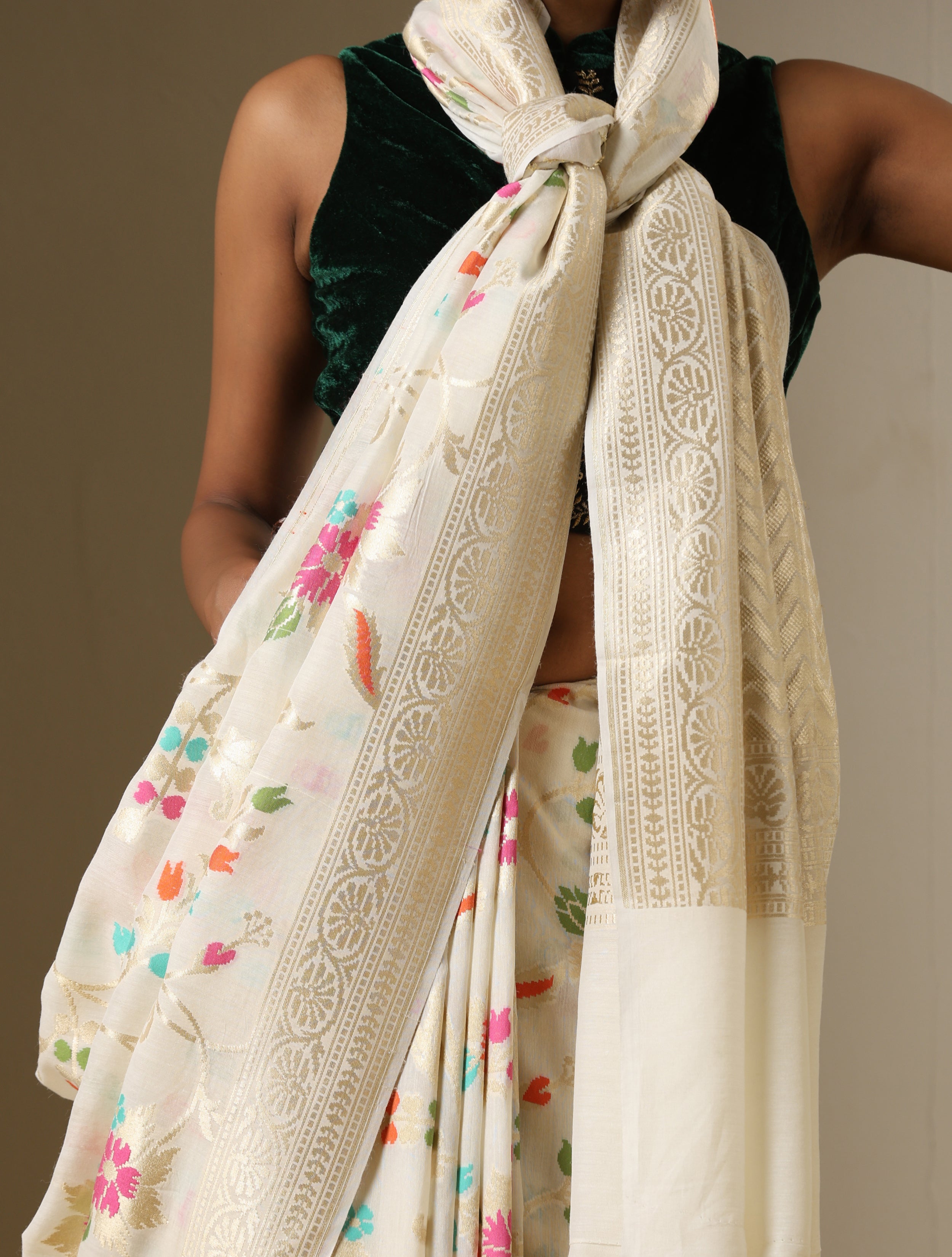 Pure Moonga Silk Handloom Banarasi Meenakari Saree