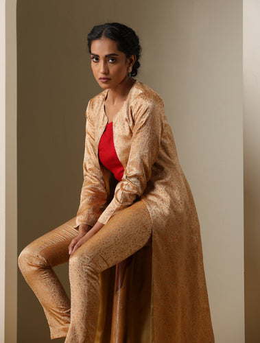 Banarasi Silk Handwoven Tanchui Stitched Pants Jackets Set