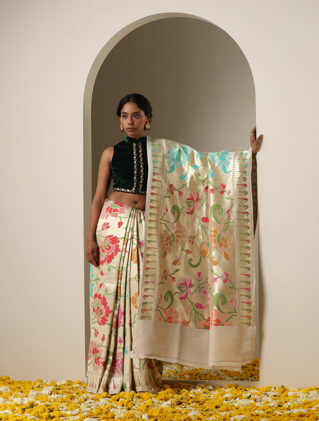 Banarasi Tussar Silk Muniya Saree