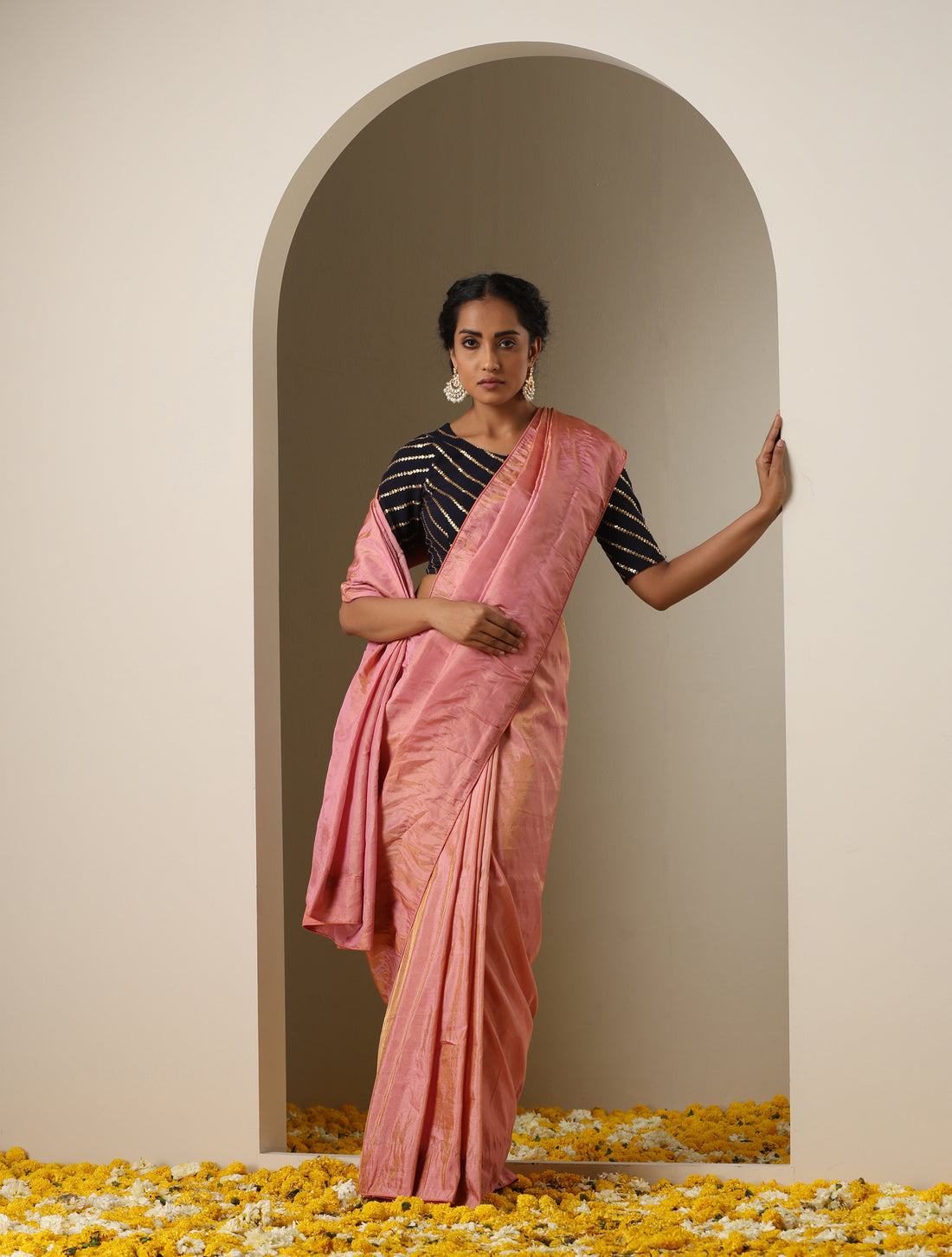 Pure Plain Tissue Silk Handwoven Banarasi Saree