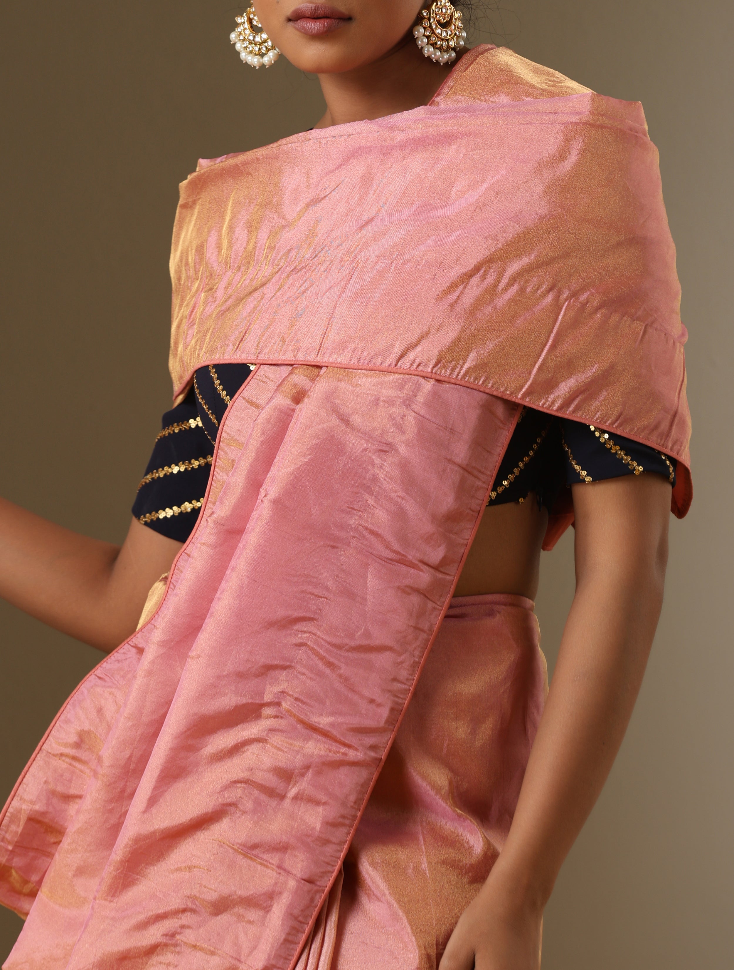 Banarasi Copper Zari Tissue Silk Saree With Blouse – thecotlin