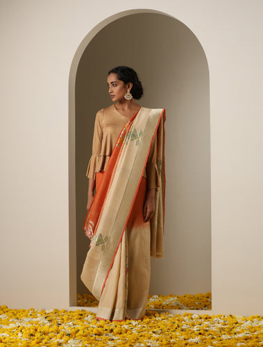 Pure Tussar Georgette Handloom Banarasi Turkish Saree