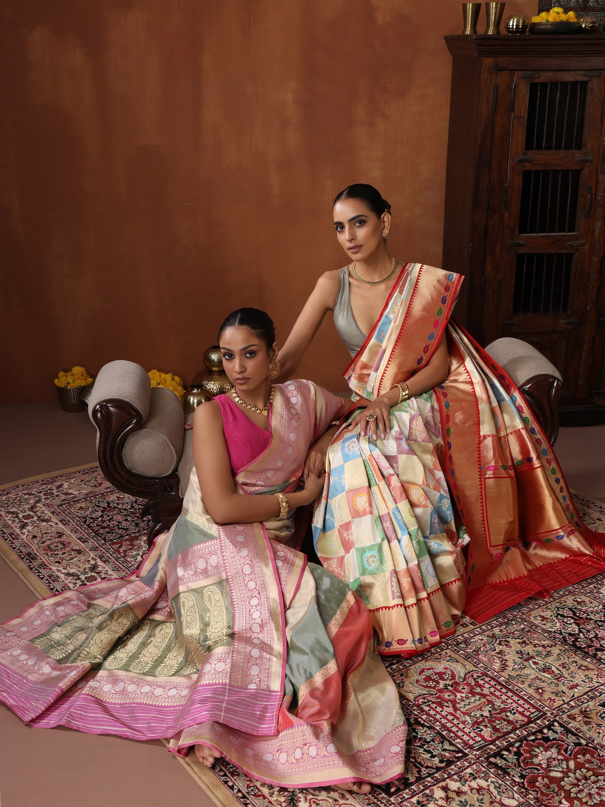 Soft Banarasi Handloom Ikkat Weaving Soft Silk Saree top and Blouse for women, traditional saree, designer saree, Indian saree, Saree dress.