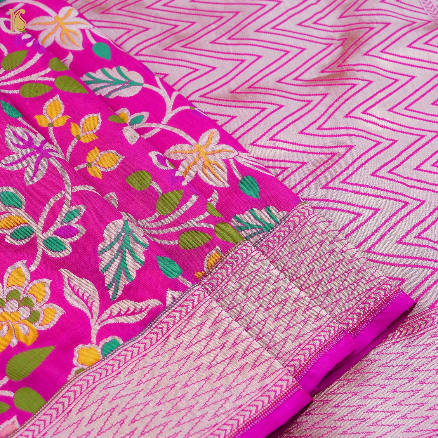 Handloom Banarasi Pure Katan Silk Pink Cutwork Tilfi Jaal Saree