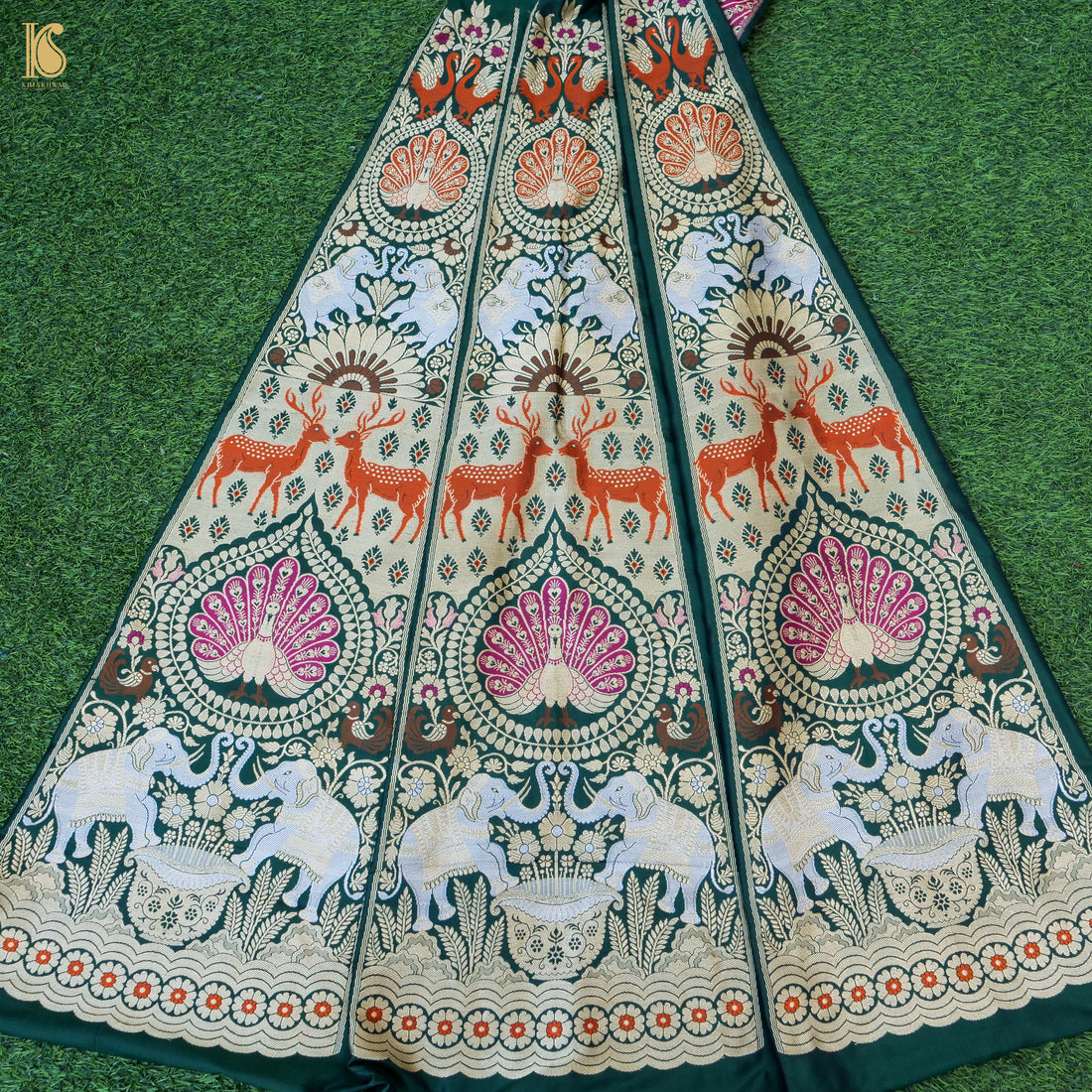 Handloom Banarasi Katan Silk Kalidar Mayura Gajraj Lehenga
