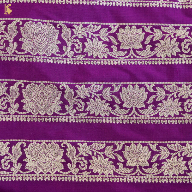 Handloom Pure Katan Silk Purple Banarasi Kalidar Lehenga