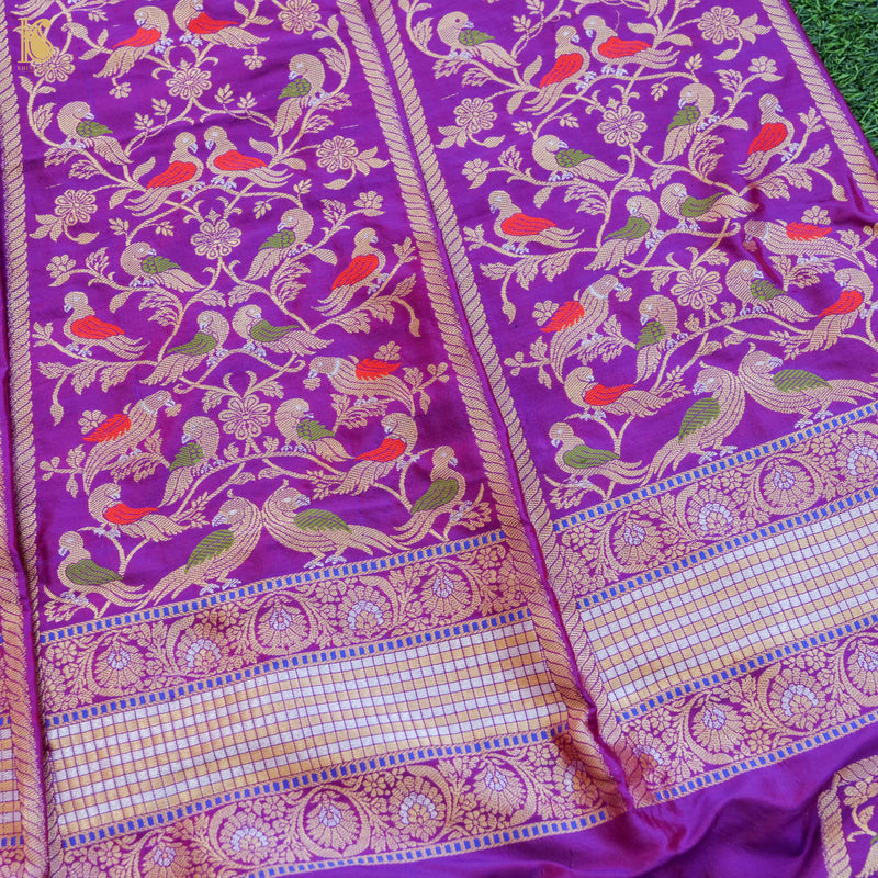 Handloom Katan Silk Pink Banarasi Kalidar Shikargah Lehenga