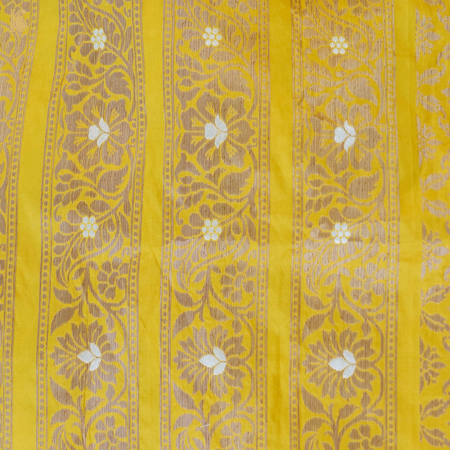Handloom Pure Katan Silk Yellow Banarasi Kalidar Lehenga