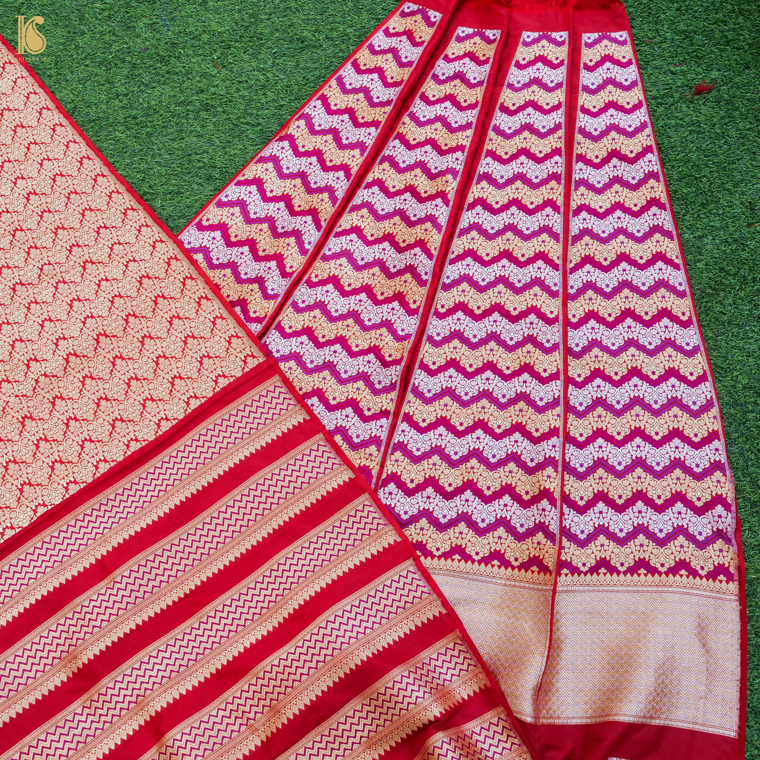 Handloom Banarasi Katan Silk Kalidar Chevron Lehenga