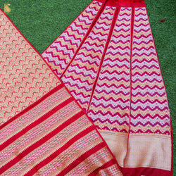 Handloom Pure Katan Silk Banarasi Kalidar Chevron Lehenga