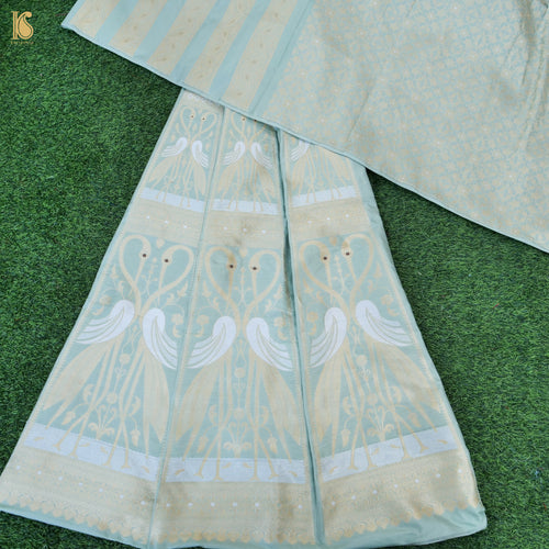 Handloom Banarasi Katan Silk Kalidar Crane Lehenga