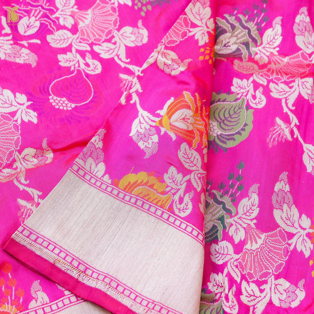 Handloom Katan Silk Pink Meenakari Banarasi Dupatta