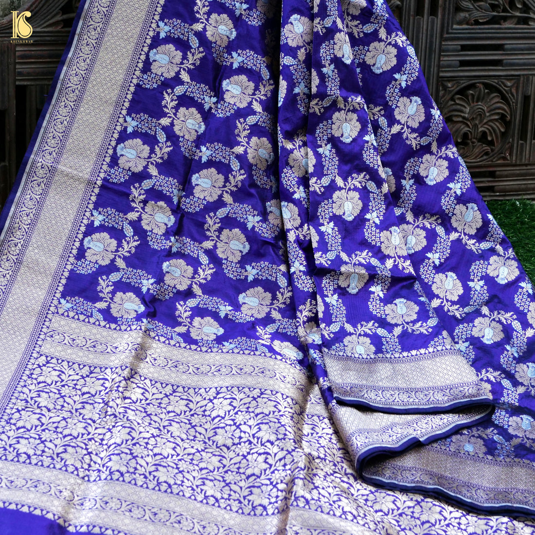 Handloom Katan Silk Blue Banarasi Dupatta