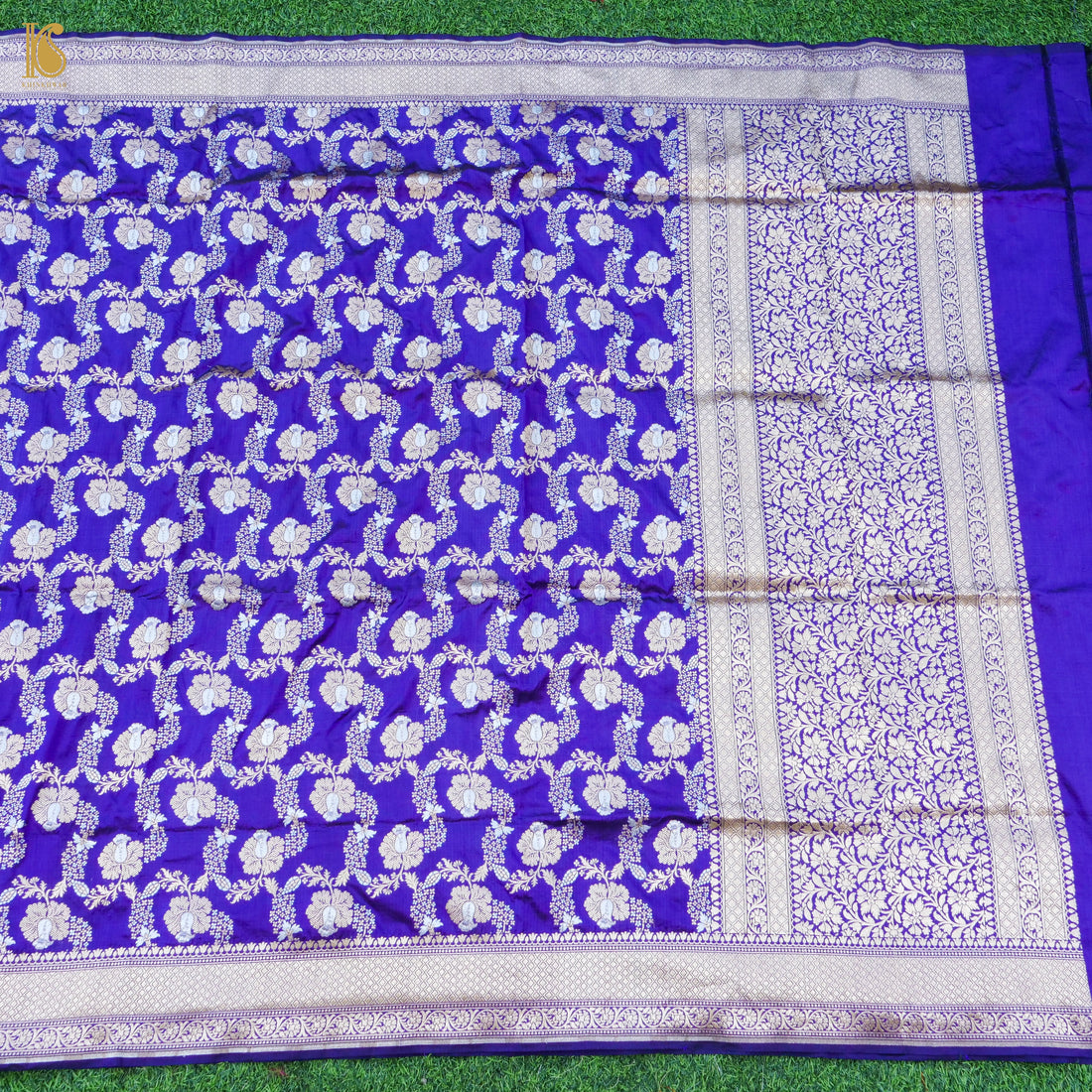 Handloom Katan Silk Blue Banarasi Dupatta
