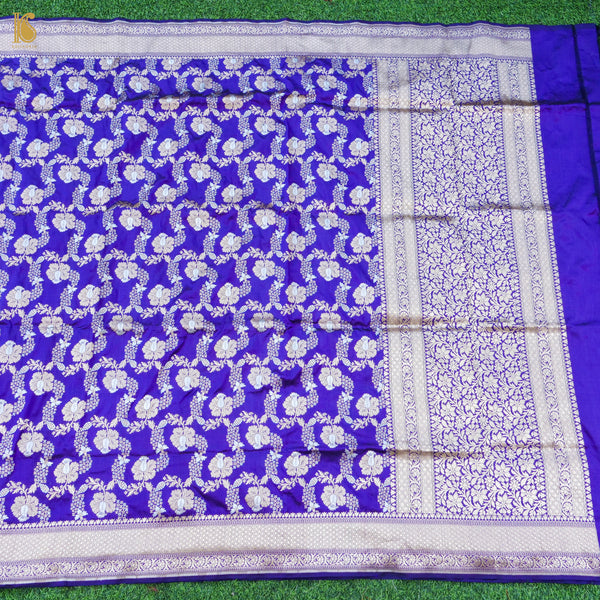 Handloom Katan Silk Blue Banarasi Dupatta