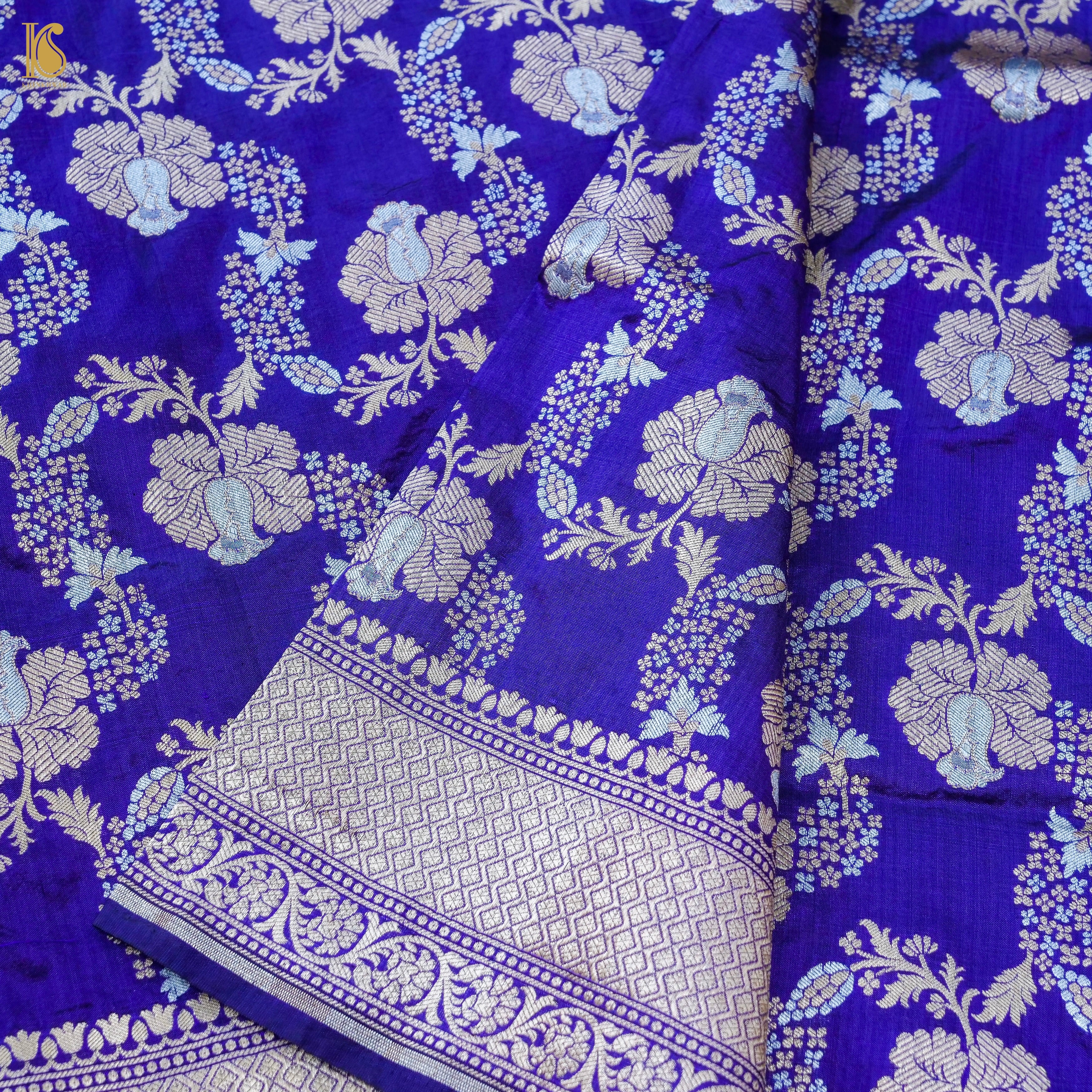 Handloom Katan Silk Blue Banarasi Dupatta
