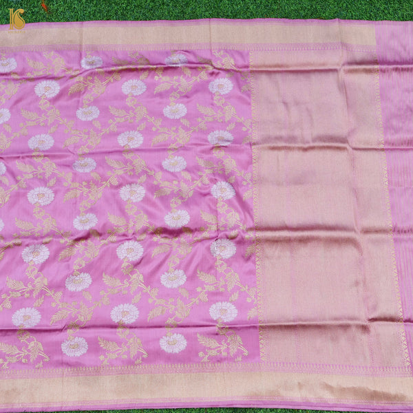 Handwoven Pure Katan Silk Lilac Banarasi Kadwa Dupatta