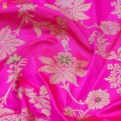 Handwoven Pure Katan Silk Pink Banarasi Kadwa Dupatta